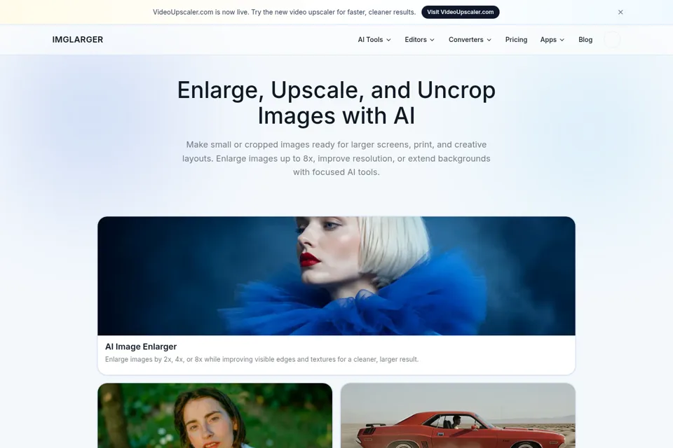 Aperçu de la landing page