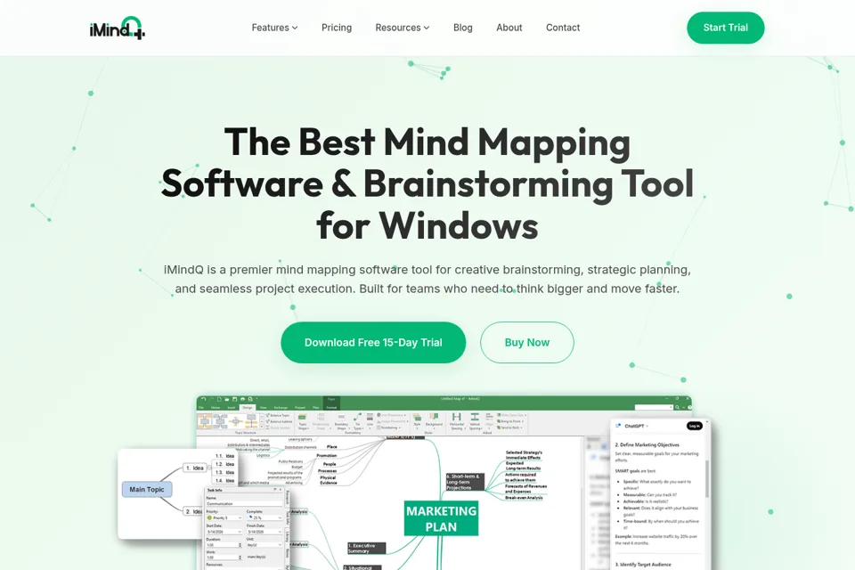 Aperçu de la landing page