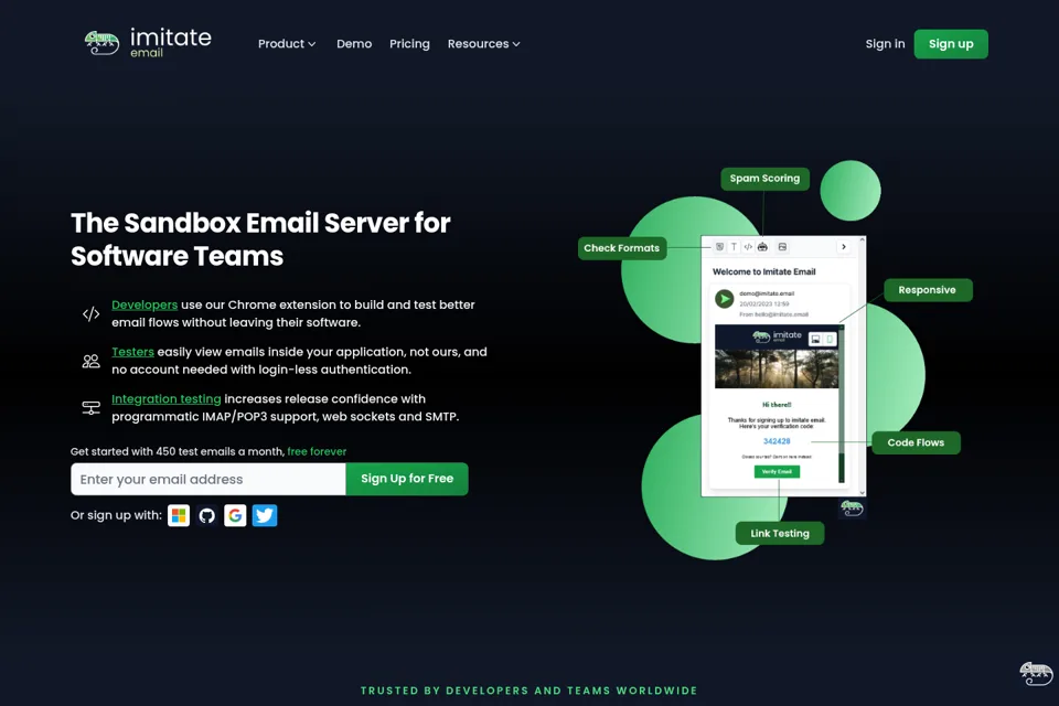Aperçu de la landing page