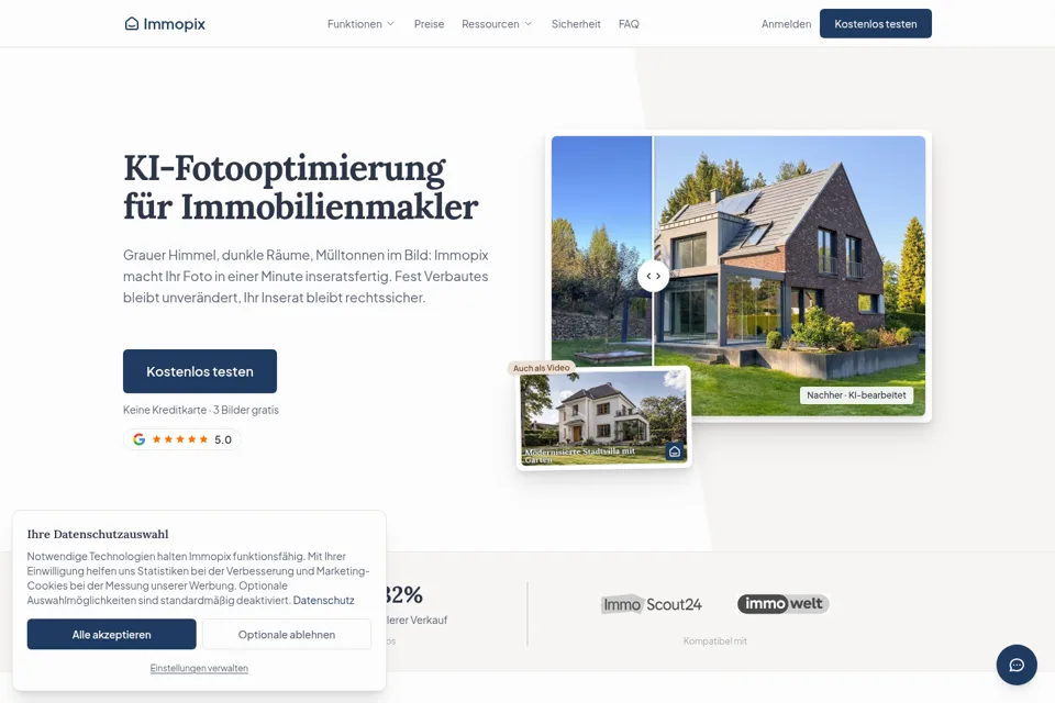 Aperçu de la landing page