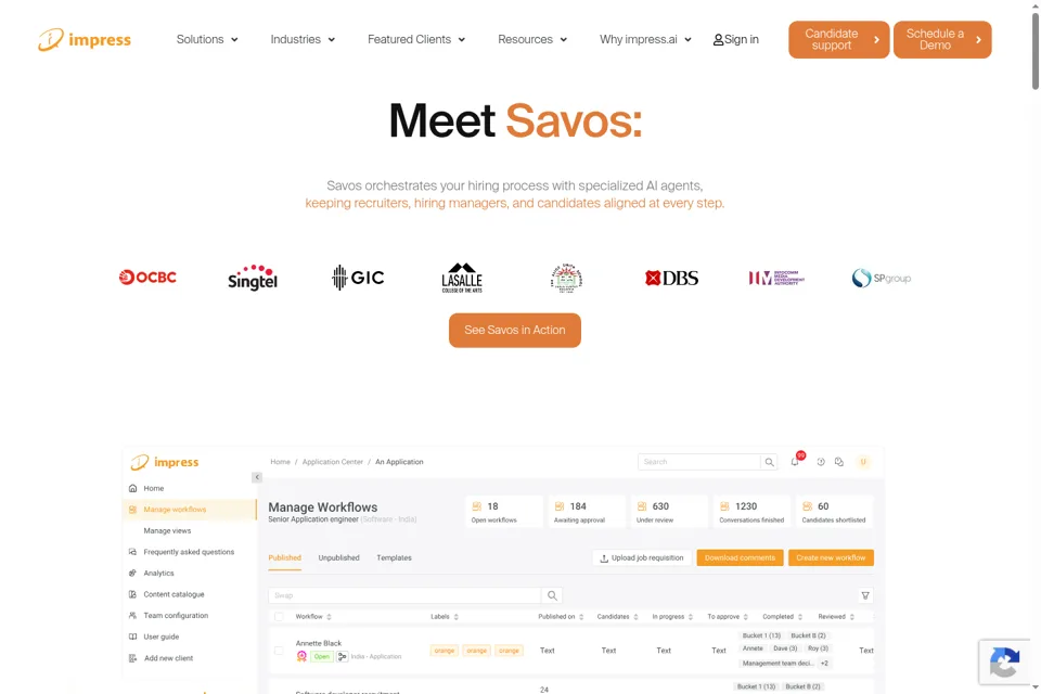 Aperçu de la landing page