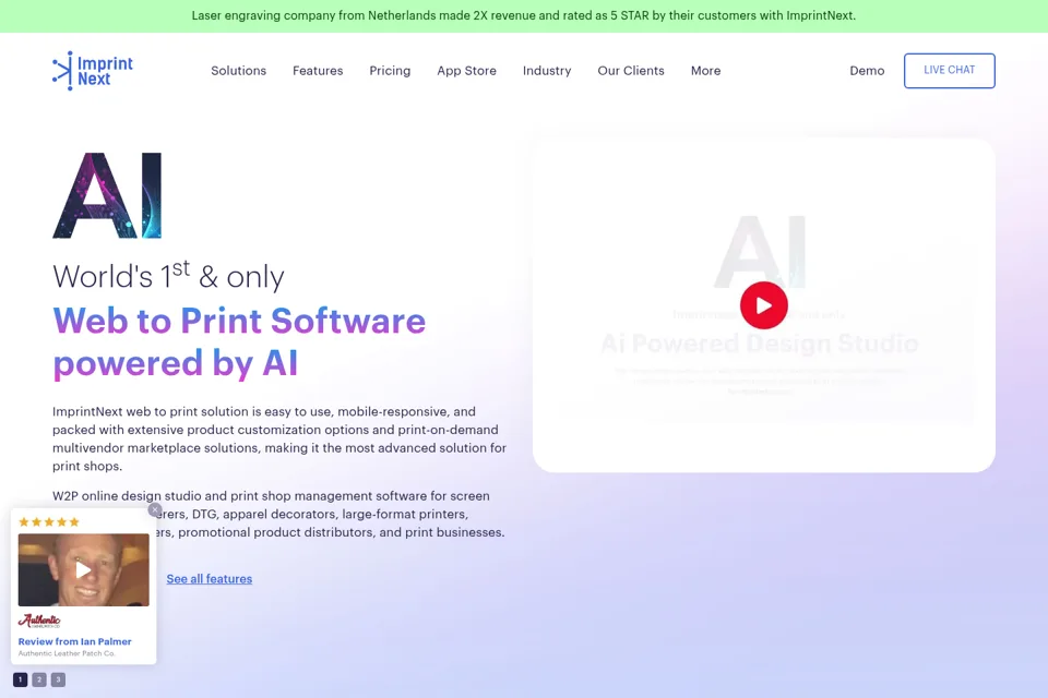 Aperçu de la landing page