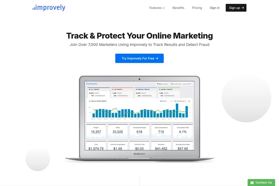 Aperçu de la landing page