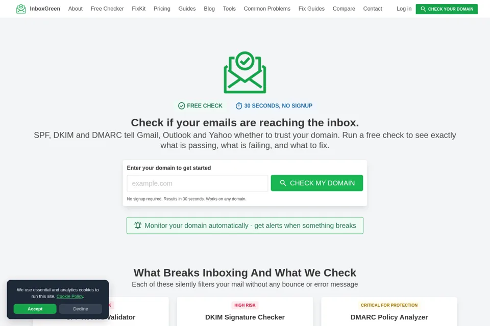 Aperçu de la landing page