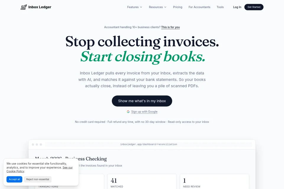 Aperçu de la landing page