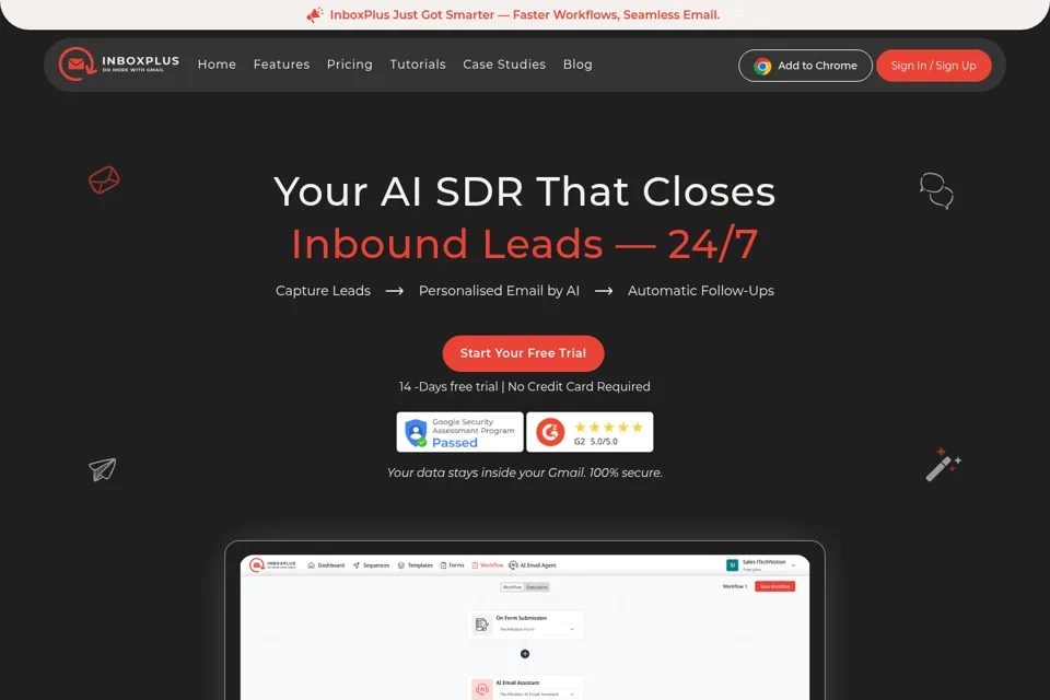 Aperçu de la landing page