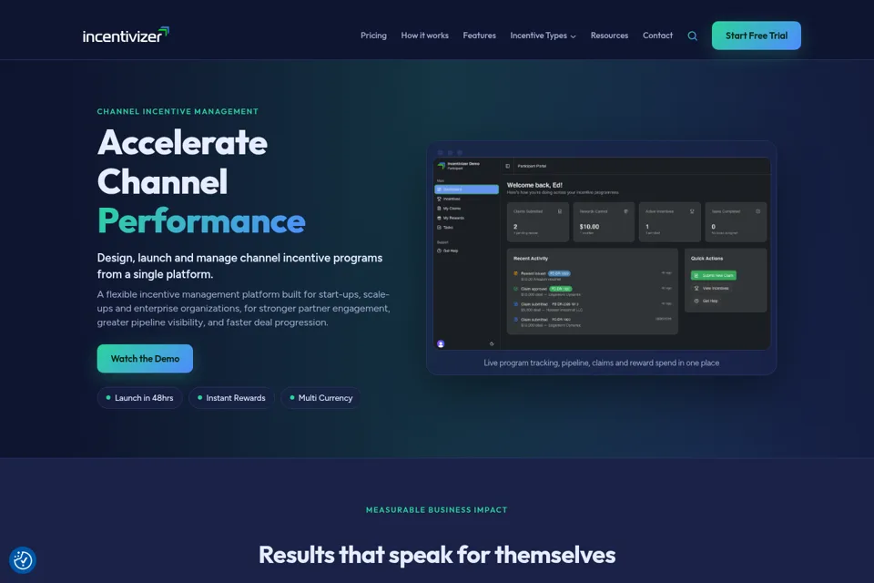 Aperçu de la landing page
