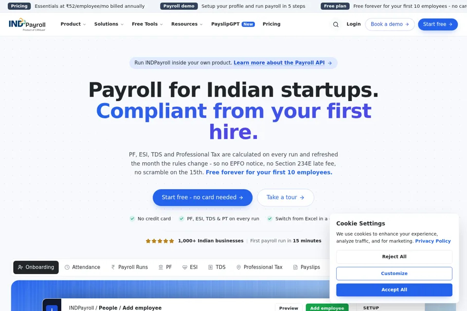 Aperçu de la landing page