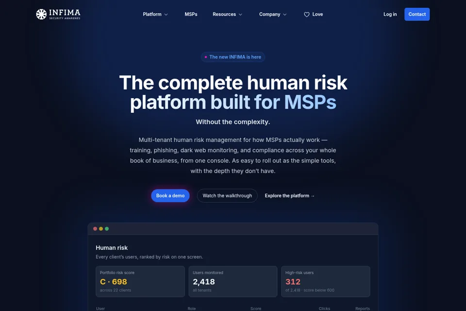 Aperçu de la landing page