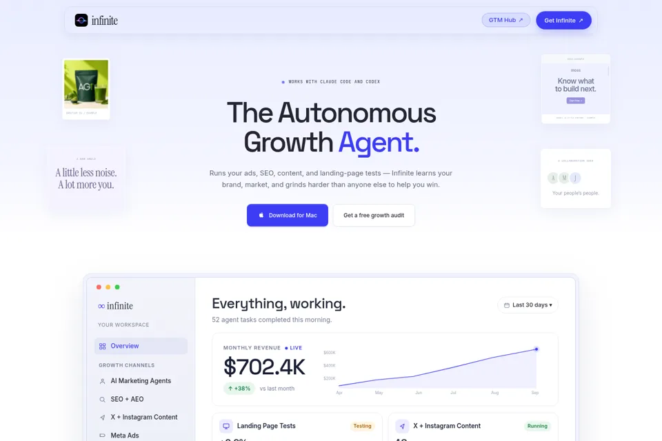 Aperçu de la landing page