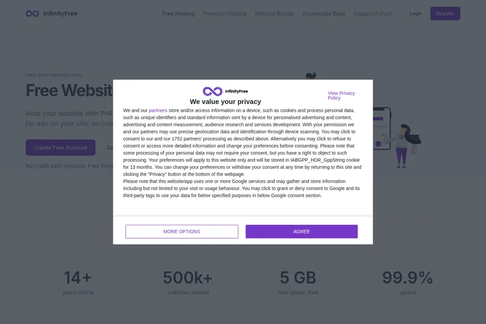 Aperçu de la landing page