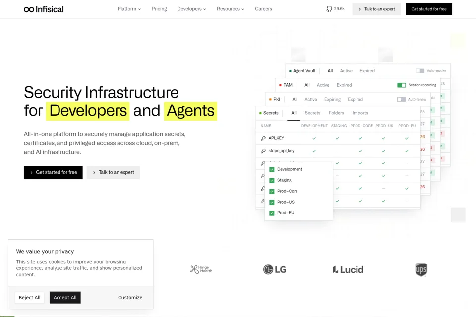 Aperçu de la landing page