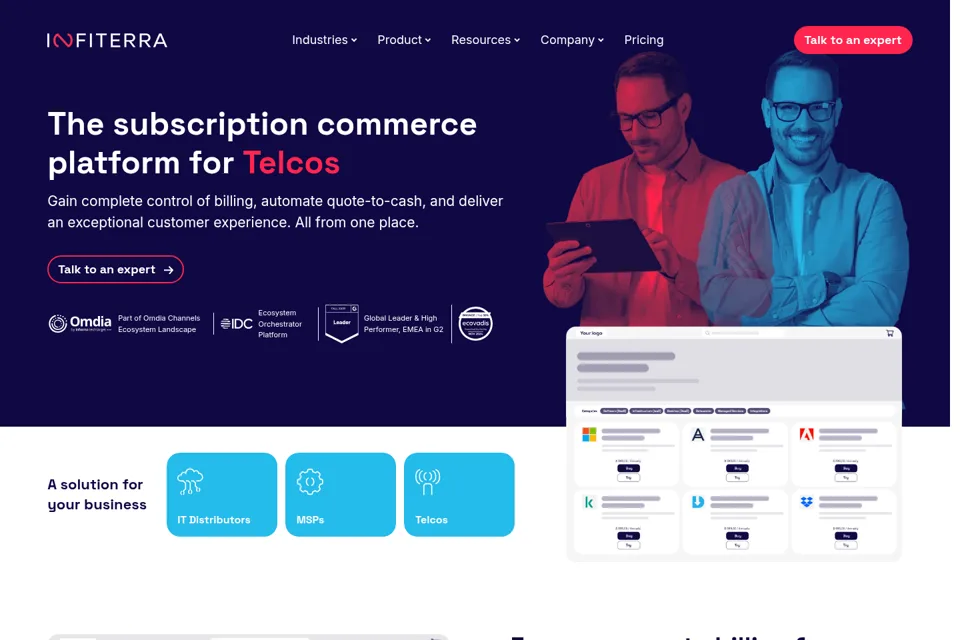 Aperçu de la landing page
