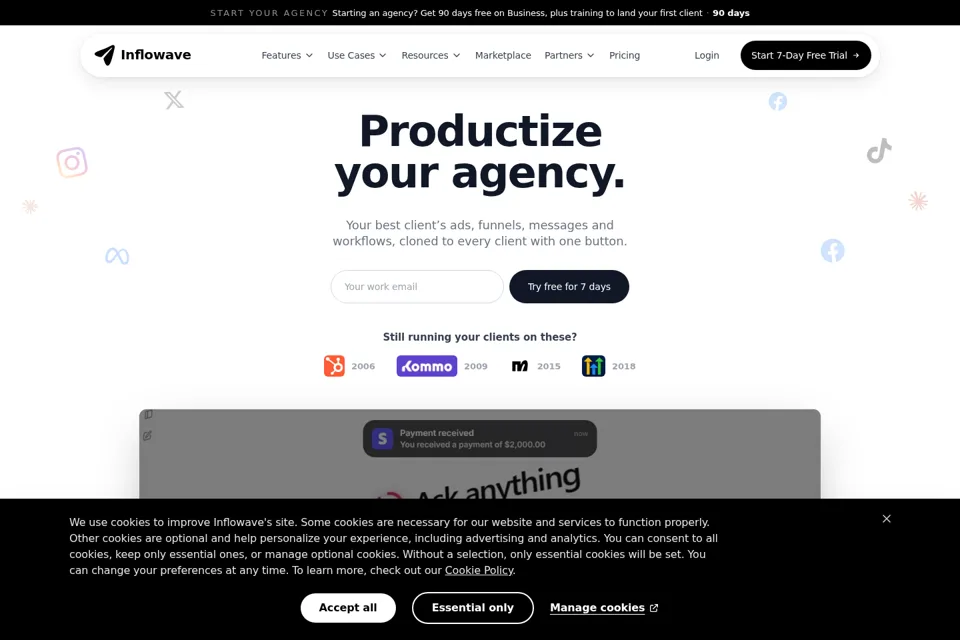 Aperçu de la landing page