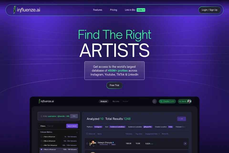 Aperçu de la landing page