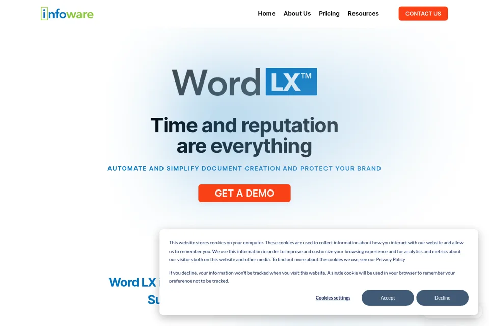 Aperçu de la landing page