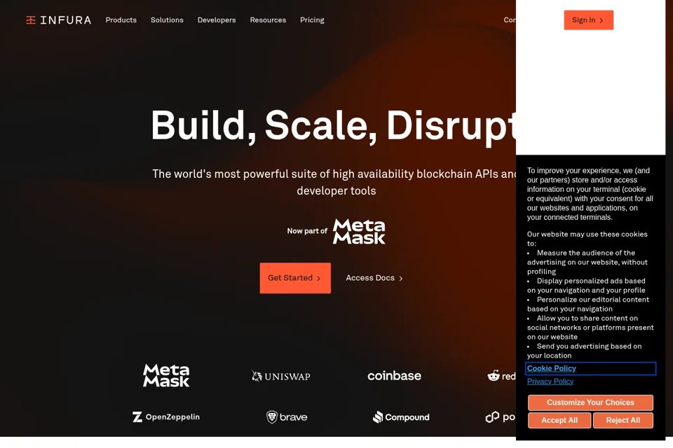 Aperçu de la landing page
