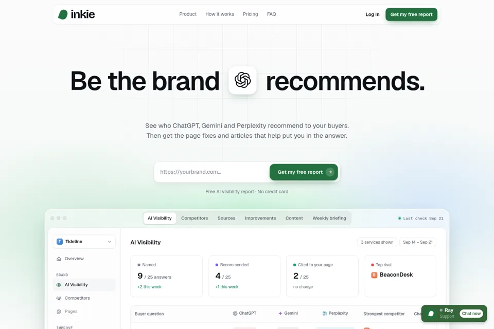 Aperçu de la landing page