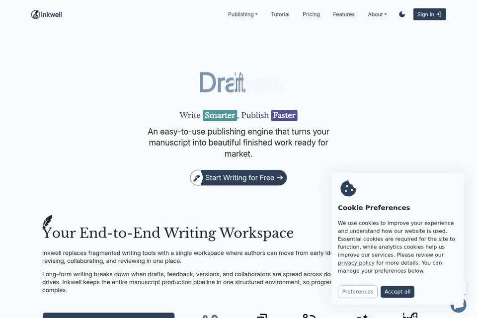 Aperçu de la landing page