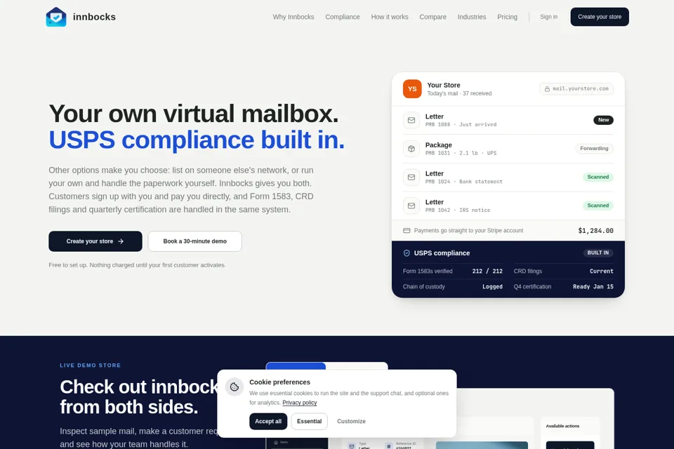 Aperçu de la landing page
