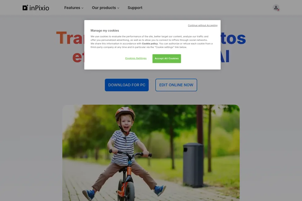 Aperçu de la landing page