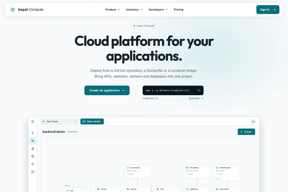 Aperçu de la landing page