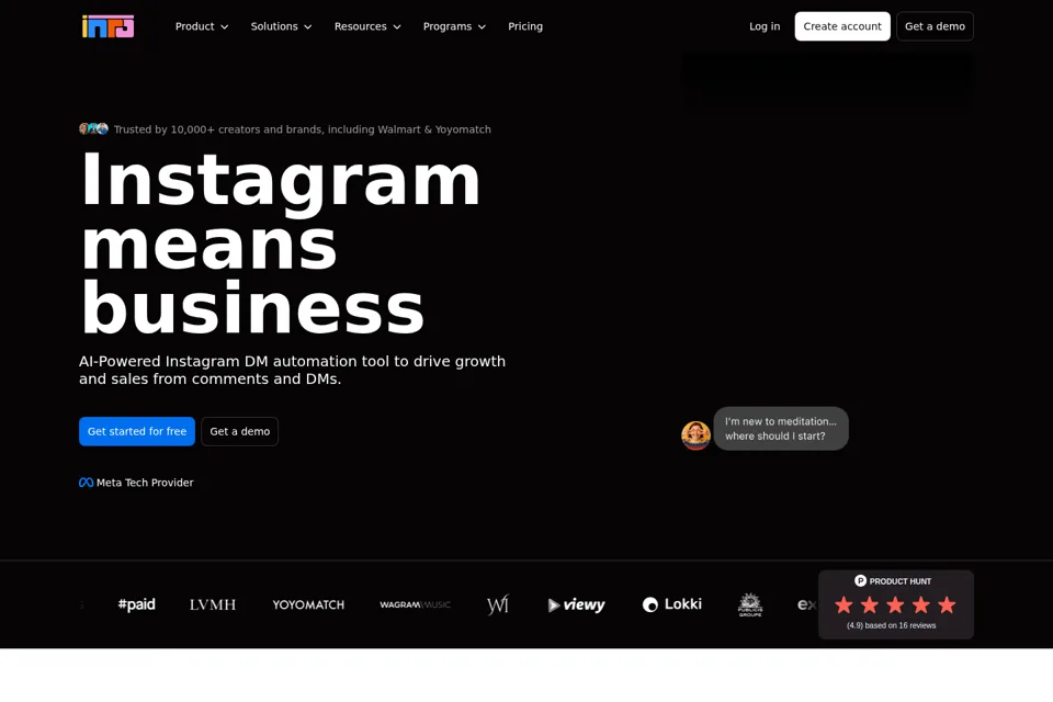 Aperçu de la landing page