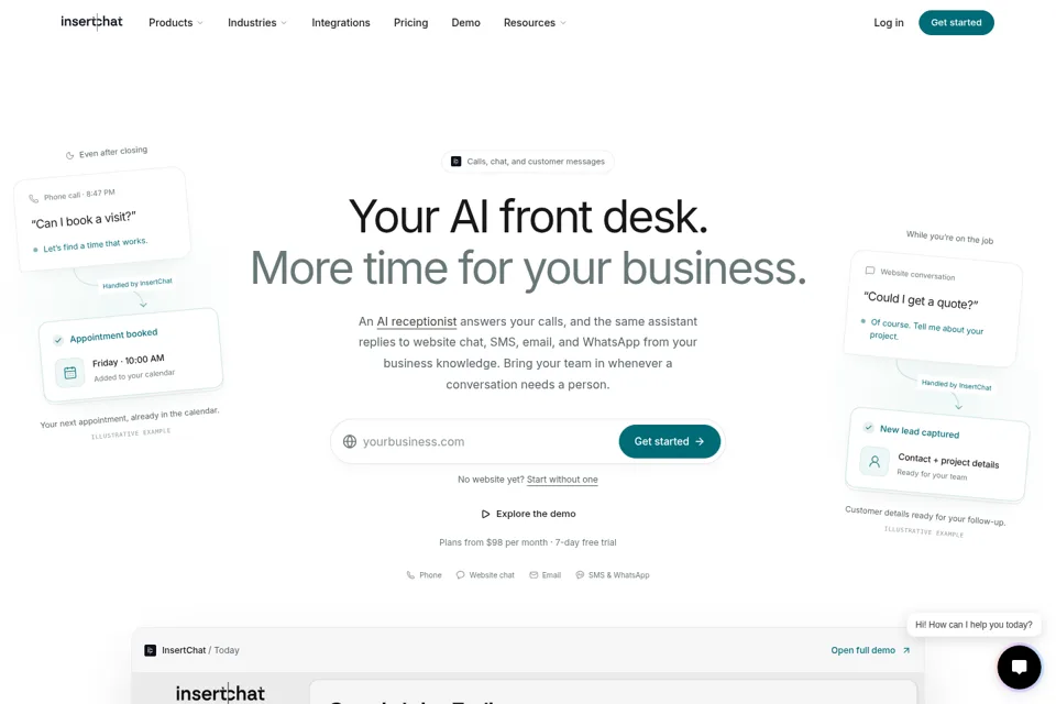 Aperçu de la landing page