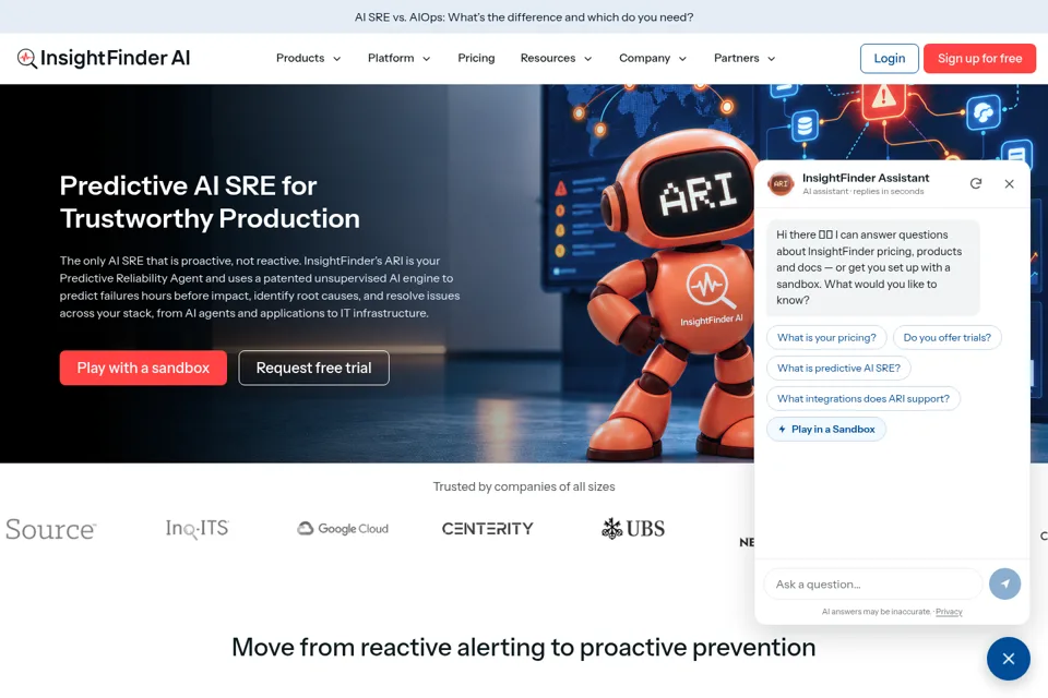 Aperçu de la landing page