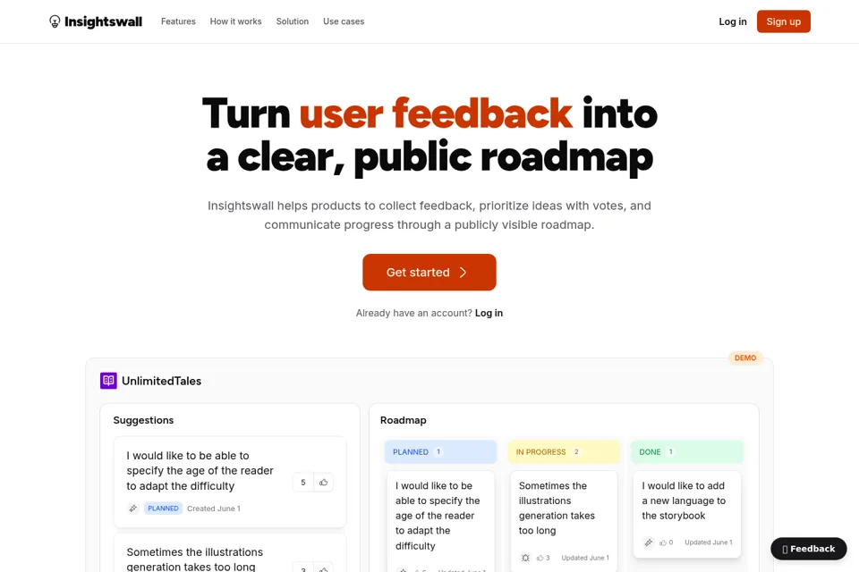 Aperçu de la landing page