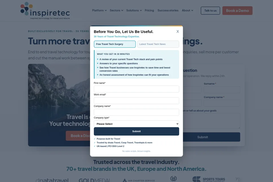 Aperçu de la landing page