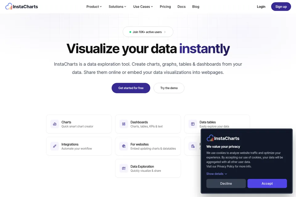 Aperçu de la landing page