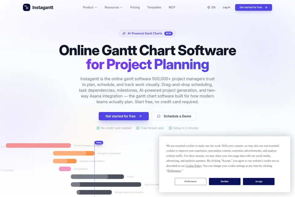 Aperçu de la landing page