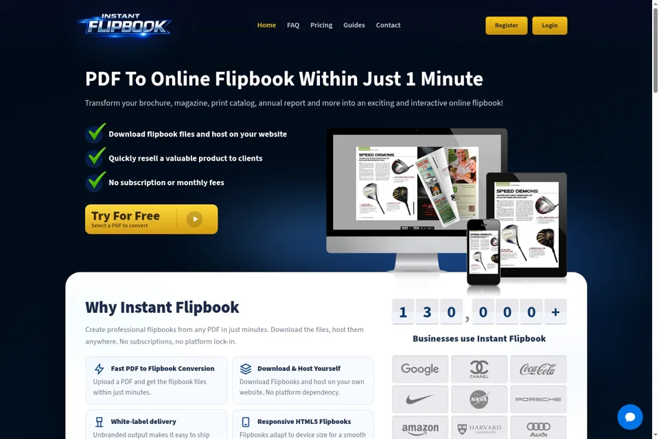 Aperçu de la landing page