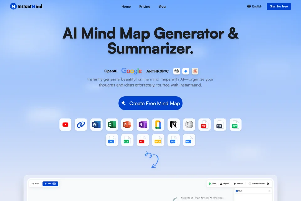 Aperçu de la landing page