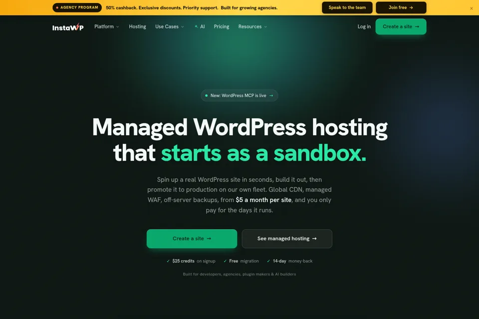 Aperçu de la landing page