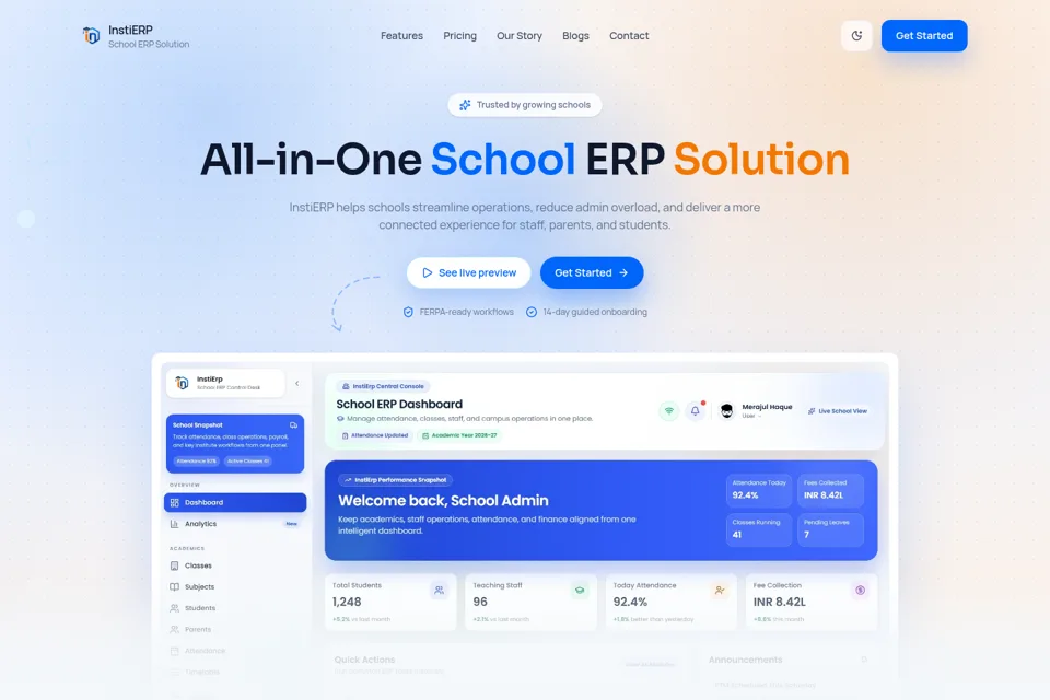 Aperçu de la landing page