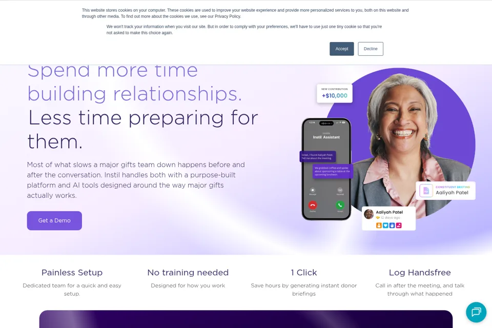 Aperçu de la landing page