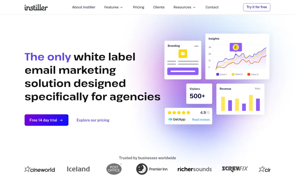 Aperçu de la landing page