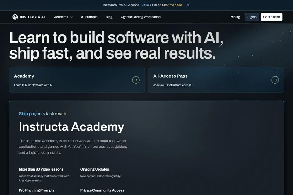 Aperçu de la landing page