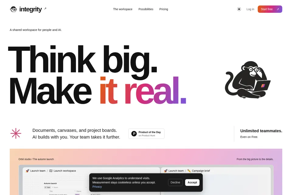 Landing page preview