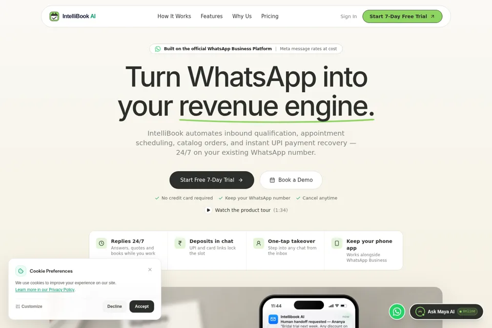 Aperçu de la landing page