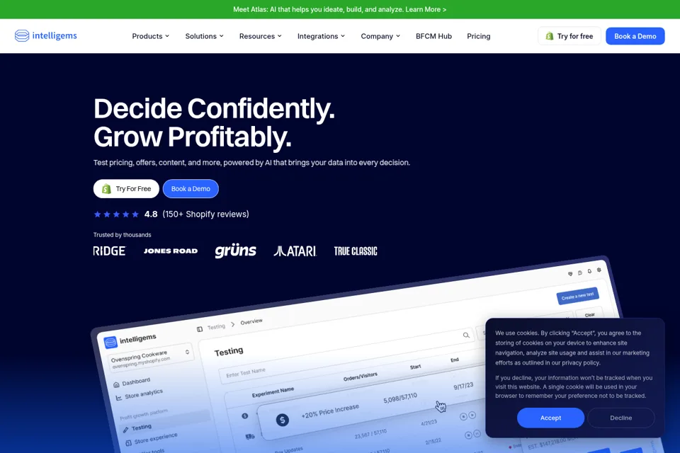 Aperçu de la landing page