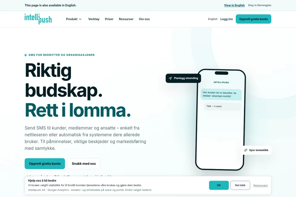Aperçu de la landing page