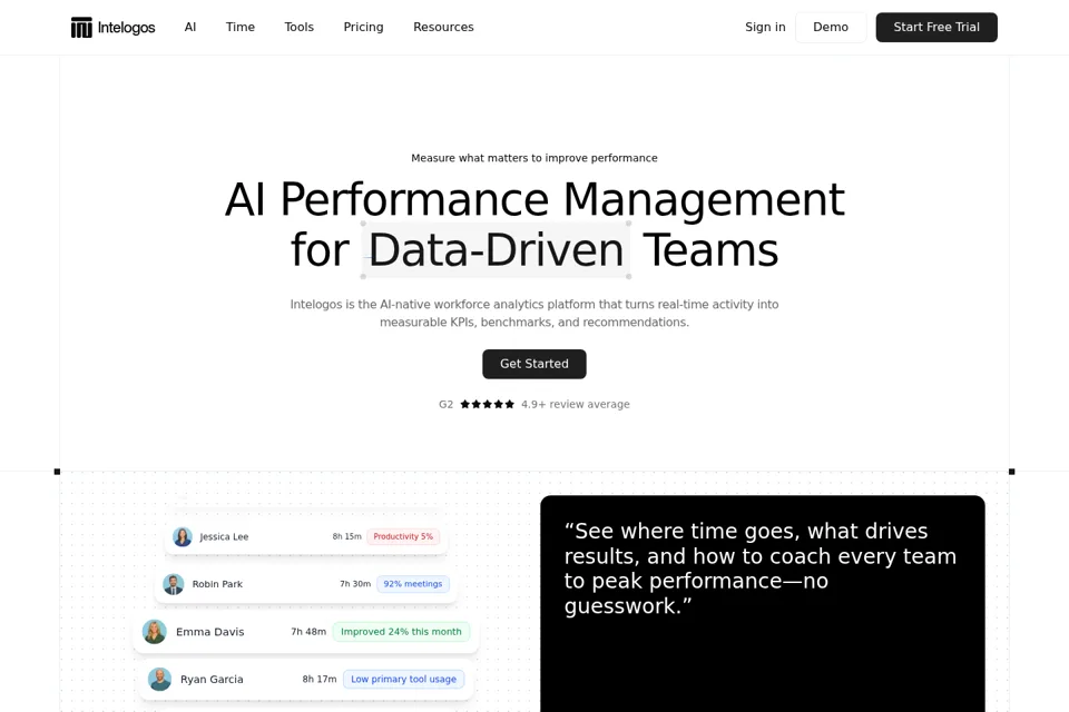 Aperçu de la landing page