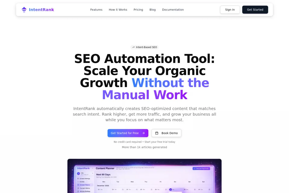 Aperçu de la landing page