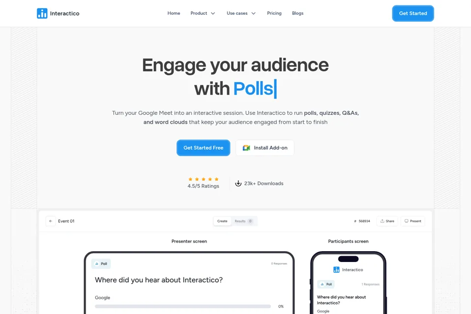 Aperçu de la landing page