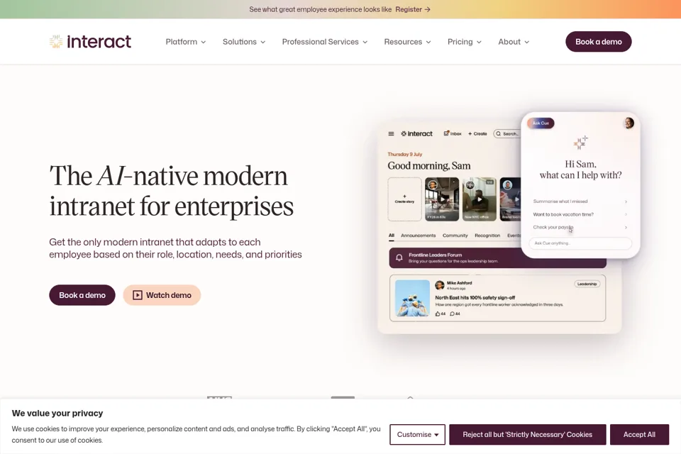 Aperçu de la landing page
