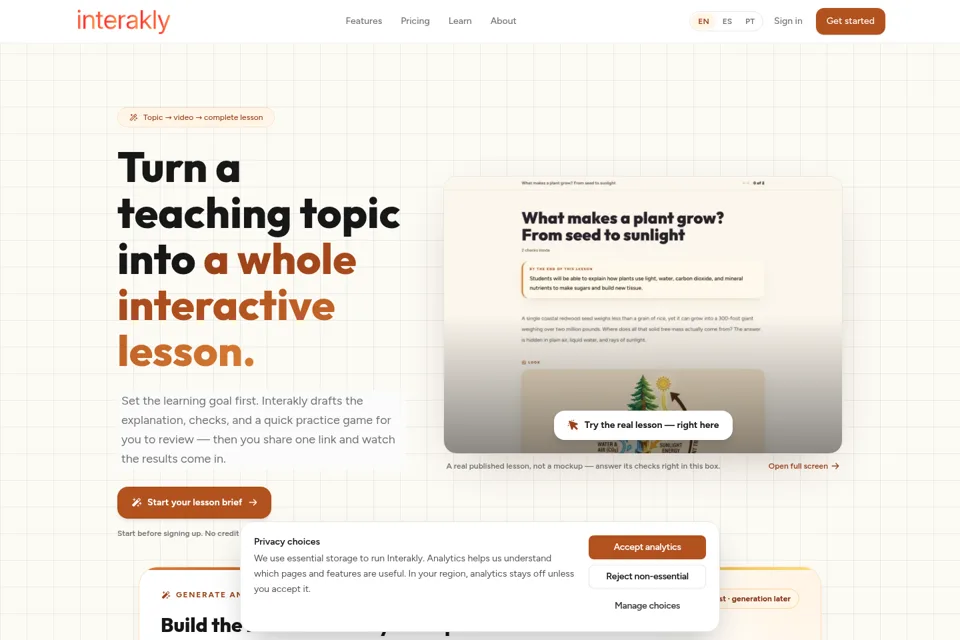 Landing page preview