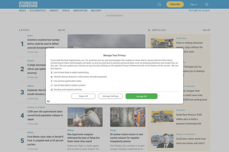 Aperçu de la landing page